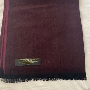 Burgundy Cashmere Scarf with Black Fringe